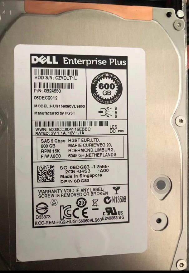 Dell 6DG83 HGST 600GB HDD ϵ ̺ 15K SAS 3.5 ġ 6Gbps ϵ ̺, 2 